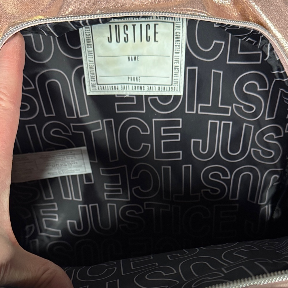 Justice Pink Sparkle Unicorn Backpack Set, Initial A - Picture 4 of 13